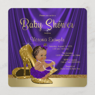 Ethnic Lila Ballerina Gold Showdusche Einladung