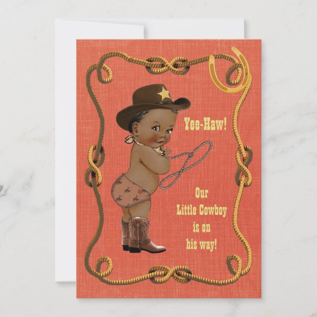 Ethnic Little Cowboy Baby Shower Einladung (Vorderseite)
