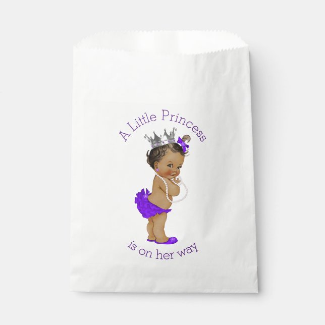 Ethnic Little Princess Baby Dusche Lila Geschenktütchen (Vorderseite)