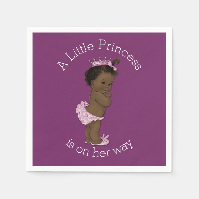 Ethnic Little Princess Baby Dusche Lila Serviette (Vorderseite)