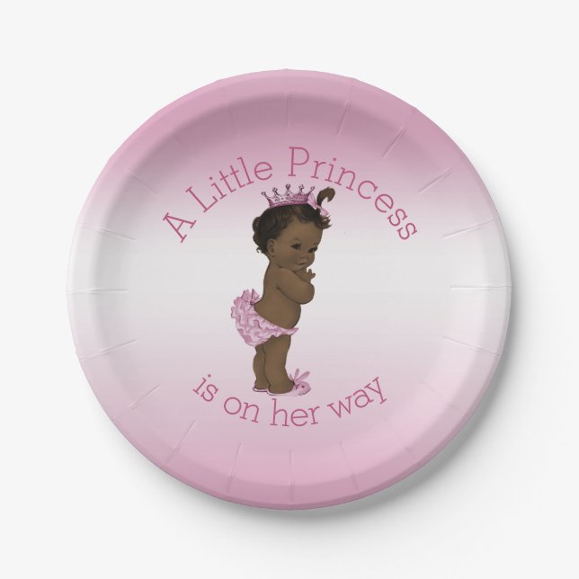 Ethnic Little Princess Baby Dusche Pink Pappteller (Vorderseite)