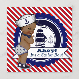 Ethnic Little Sailor Nautical Baby Dusche Einladung