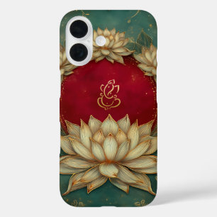 Ethnic Lotus Green Indian God Ganesh iPhone 16 Hülle