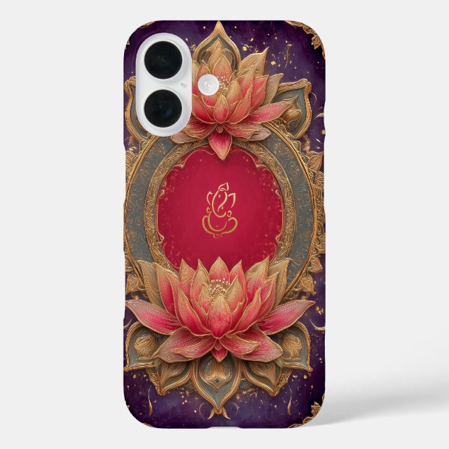 Ethnic Lotus Indian God Ganesh iPhone 16 Hülle (Rückseite)