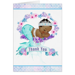 Ethnic Mermaid Baby Dusche Vielen Dank Karten