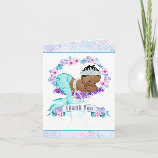 Ethnic Mermaid Baby Dusche Vielen Dank Karten (Vorderseite)