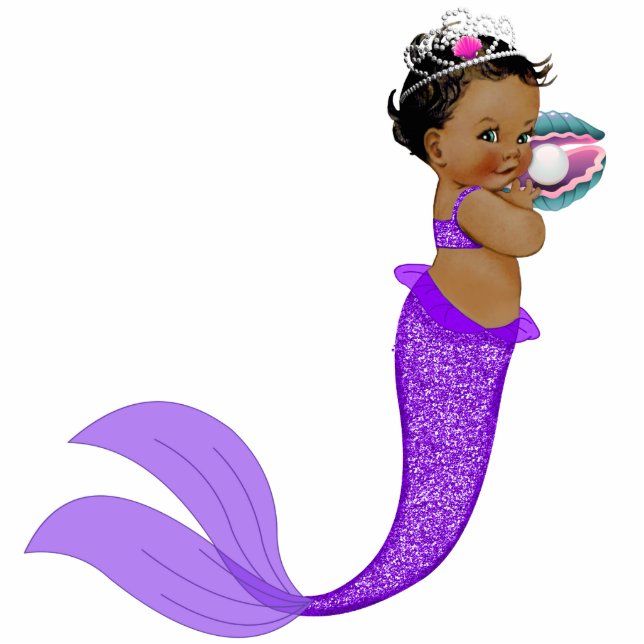 Ethnic Mermaid Baby Girl Freistehende Fotoskulptur (Vorne)