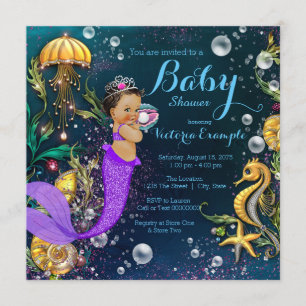 Ethnic Mermaid Baby Shower Einladung