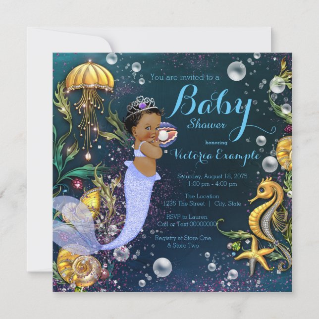 Ethnic Mermaid Baby Shower Einladung (Vorderseite)