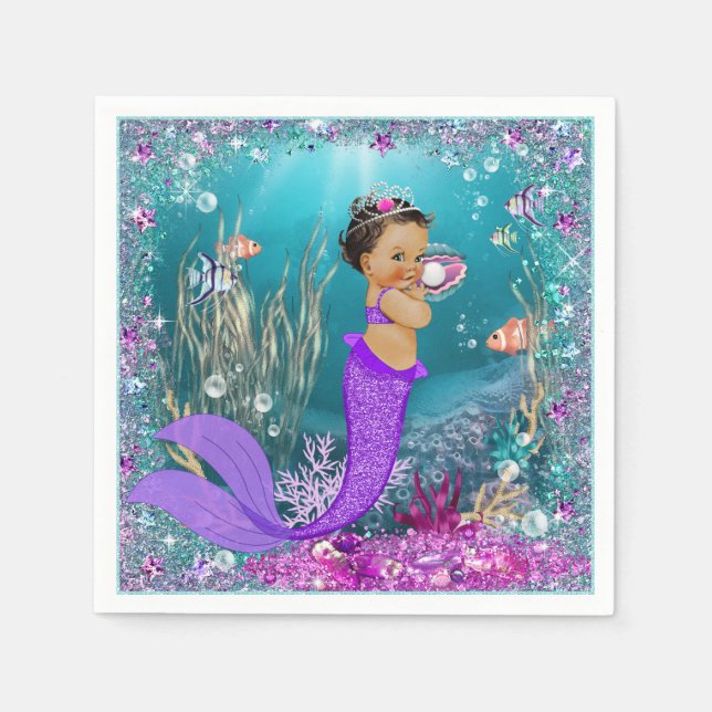 Ethnic Mermaid Baby Shower Napkins Serviette (Vorderseite)