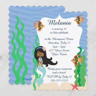 Ethnic Mermaid Birthday Pool Party Einladung