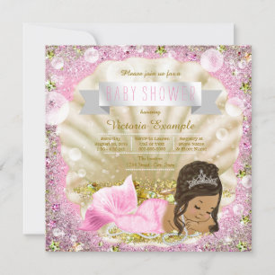 Ethnic Mermaid Pink Pearl Baby Dusche Einladung