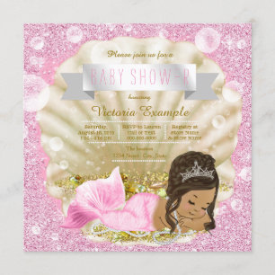 Ethnic Mermaid Pink Pearl Baby Dusche Einladung