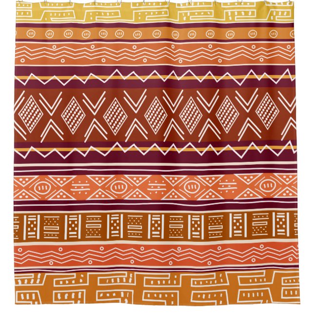 Ethnic Mudcloth Muster Duschvorhang (Vorderseite)