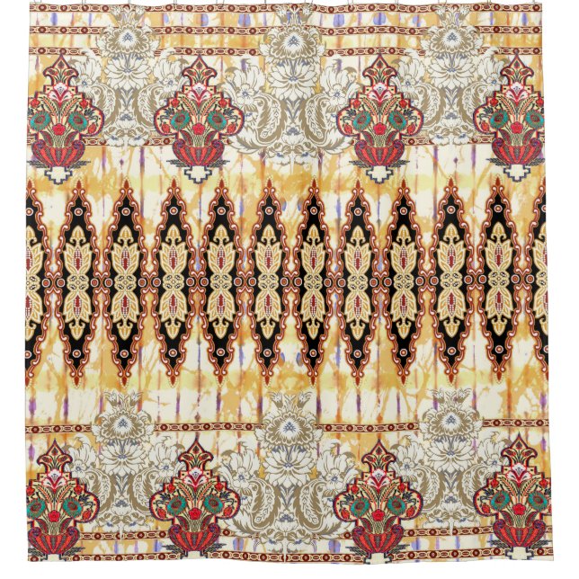 Ethnic Mughal: Blumenmuster Duschvorhang (Vorderseite)