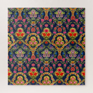 Ethnic Mughal Floral: Blaues nahtloses Muster