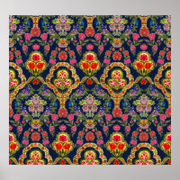 Ethnic Mughal Floral: Blaues nahtloses Muster