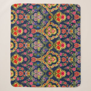 Ethnic Mughal Floral: Blaues nahtloses Muster Sherpadecke