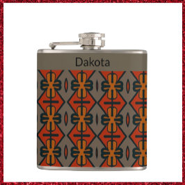 Ethnic Orange and Gold Tribal Design Flachmann