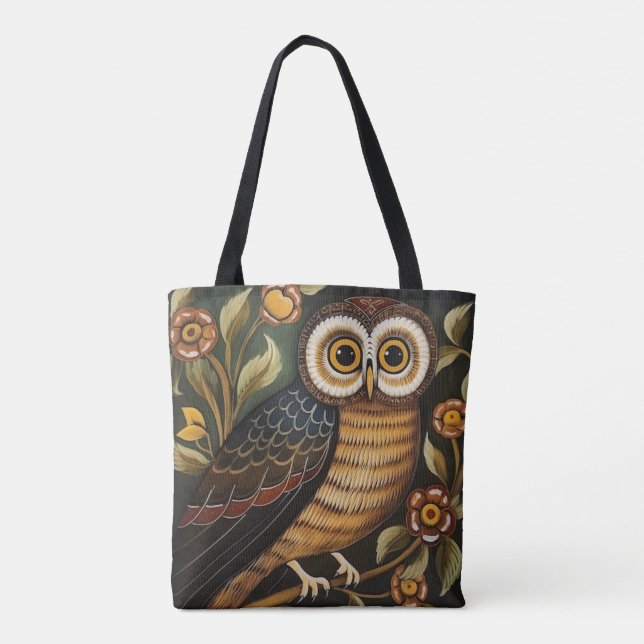 Ethnic Owl Art Totbeutel Tasche (Rückseite)