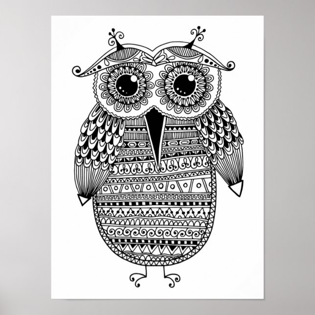 Ethnic Owl Ink Zeichne 2 Poster (Vorne)