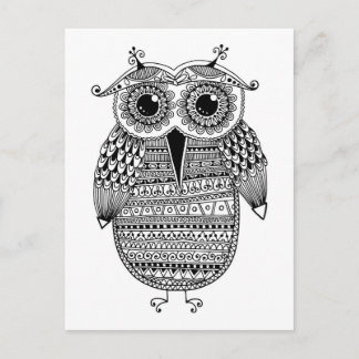 Ethnic Owl Ink Zeichnend Postkarte
