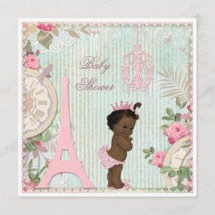 Ethnic Paris Princess Shabby Chic Babydusche Einladung