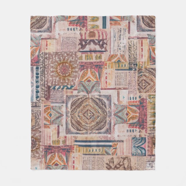 Ethnic Patchwork Throw Blanket Fleecedecke (Vorderseite)