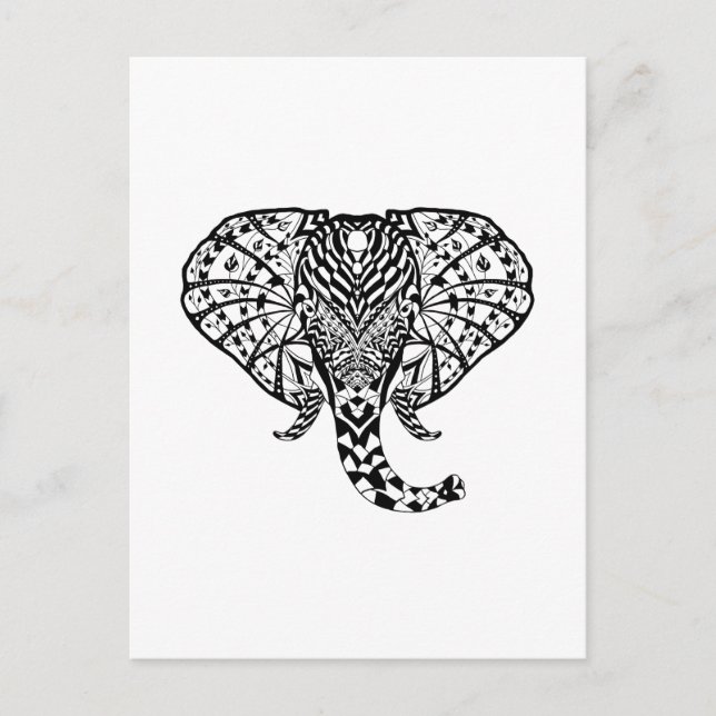 Ethnic Pattern Elephant Postkarte (Vorderseite)