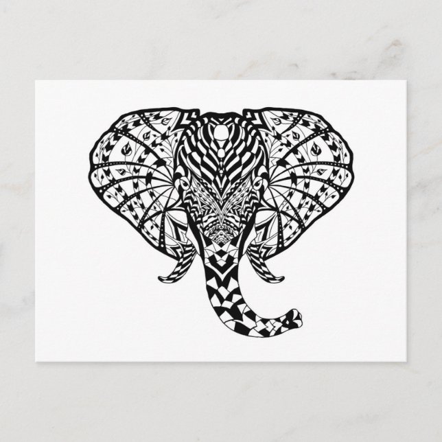 Ethnic Pattern Elephant Postkarte (Vorderseite)