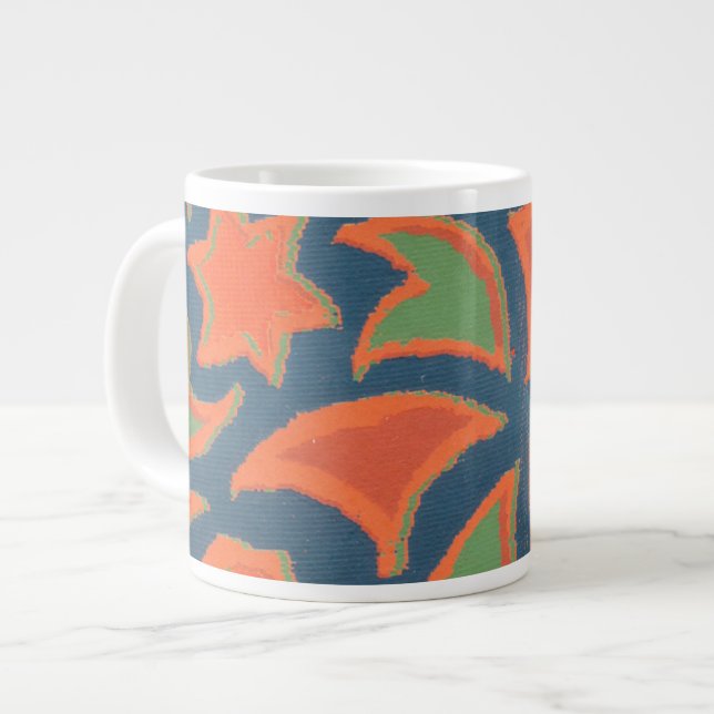 Ethnic Pattern Jumbo Tasse, Burnt Orange, Dunkelbl Jumbo-Tasse (Vorderseite Links)
