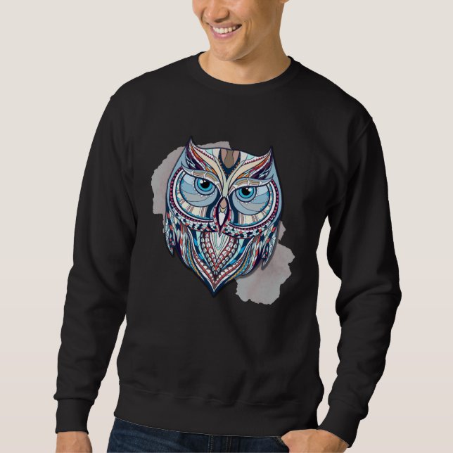 Ethnic Patterned Owl Sweatshirt (Vorderseite)