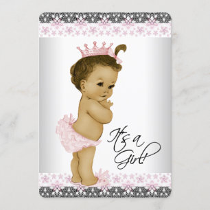Ethnic Pink und Gray Baby Girl Dusche Einladung