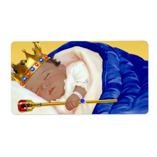 Ethnic Prince Baby shower Étiquettes de bouteille 