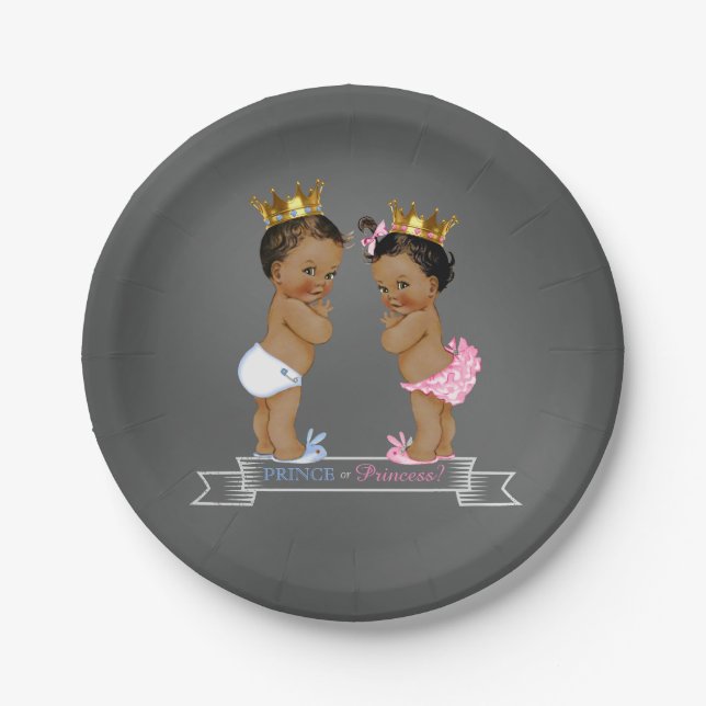 Ethnic Prince Chalkboard Babydusche Pappteller (Vorderseite)