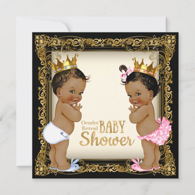 Ethnic Prince Gender Reveal Baby Dusche Einladung (Vorderseite)