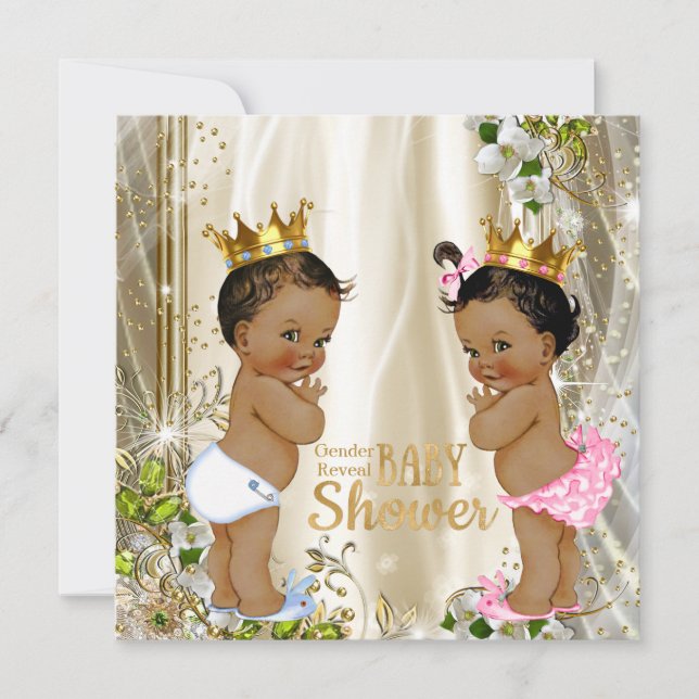 Ethnic Prince Gender Reveal Baby Dusche Einladung (Vorderseite)