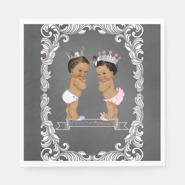 Ethnic Prince Gender Reveal Baby Dusche Serviette (Vorderseite)