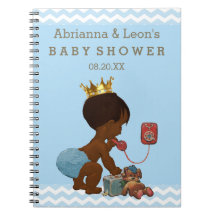 Ethnic Prince on Phone Baby Shower Guest Book