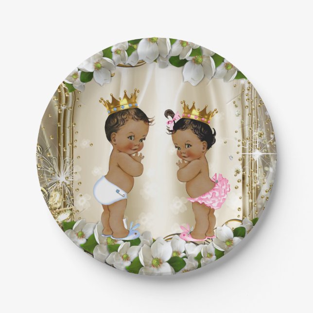 Ethnic Prince Princess Baby Dusche Pappteller (Vorderseite)