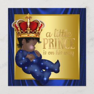Ethnic Prince Royal Blue Crown Baby Dusche Einladung