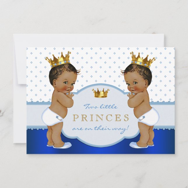 Ethnic Prince Twin Boy Baby Shower Einladung (Vorderseite)