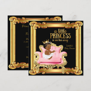 Ethnic Princess Baby Dusche Black Pink Gold Stuhl Einladung