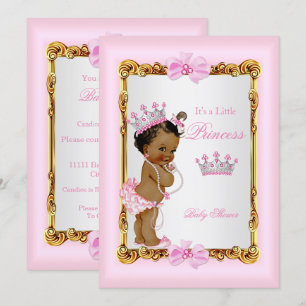 Ethnic Princess Baby Dusche Gold Pink Pearls Tiara Einladung