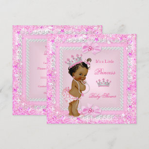 Ethnic Princess Baby Dusche Pink Glitzer Tiara Einladung