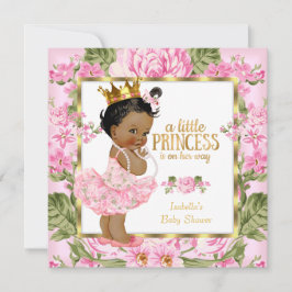Ethnic Princess Baby Dusche Rosa Rose Blütenblüten Einladung