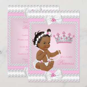 Ethnic Princess Baby Dusche Rosa Weiße Perlen Boge Einladung
