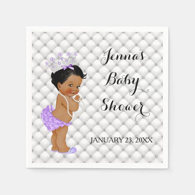 Ethnic Princess Baby Girl Diamonds Lavender Serviette (Vorderseite)
