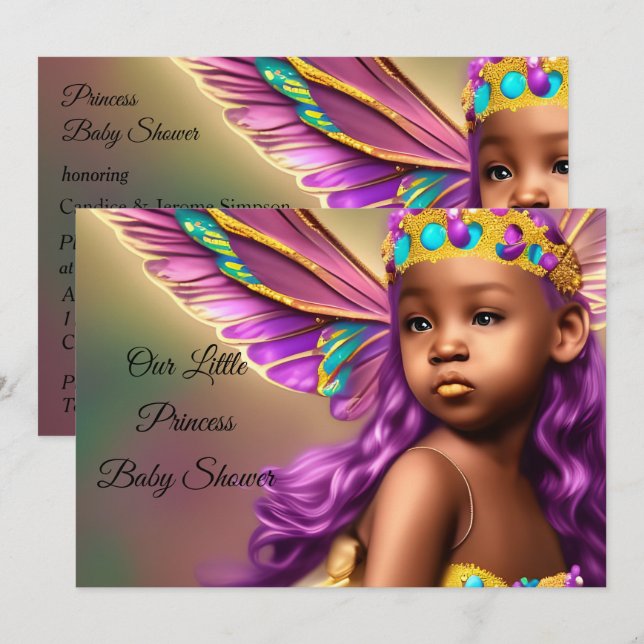 Ethnic Princess Baby Shooter lila Einladung (Vorne/Hinten)