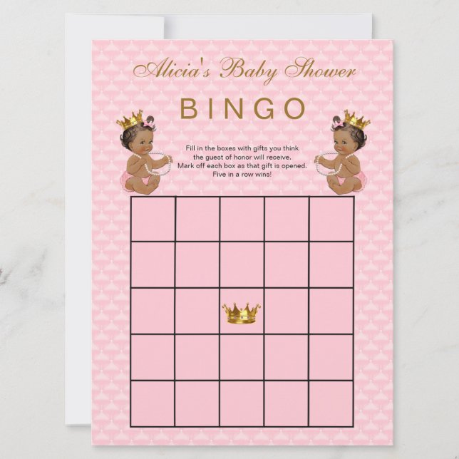 Ethnic Princess Baby Shower Bingo (Vorderseite)